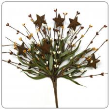 RICE BERRY PICK W/STARS, 12IN, HW, BROWN/MIXED W/RUST STARS