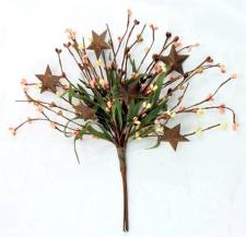 RICE BERRY PICK W/STARS, 12IN, HW, BURNT RED, PEACH, YELLOW
