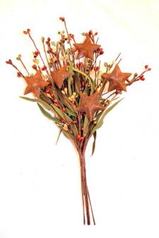 RICE BERRY PICK W/STARS, 12IN, HW, BURNT RED/TEAL/TAN BERRY 