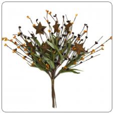 RICE BERRY PICK W/STARS, 12IN, HW, BURGUNDY/MUSTARD W/RUST S