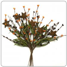 RICE BERRY PICK W/STARS, 12IN, HW, BURGUNDY/ORANGE BERRY W/R