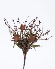 RICE BERRY PICK W/STARS, 12IN, HW, BURGUNDY/CREAM BERRY W/RU