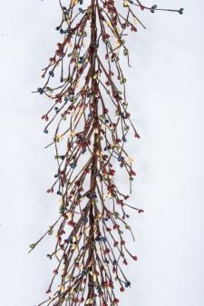 RICE BERRY GARLAND, 55IN, HW, BURNT RED/BLUE/BUTTER/GREEN