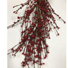 RICE BERRY GARLAND, 55IN, HW, BRIGHT RED