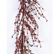 RICE BERRY GARLAND, HW, 55IN, RED, HUNTER GREEN - SOLDOUT