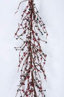 RICE BERRY GARLAND, 55 IN, HW, RED/HUNTER GREEN/WHITE