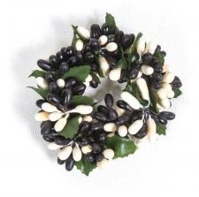 SMALL RICE BERRY CANDLE RING, 3IN DIA (1.5IN RIM), HW, BLACK