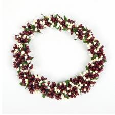 LARGE RICE BERRY CANDLE RING, 5 IN RIM, HW, BURGUNDY, CREAM