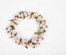 LARGE RICE BERRY CANDLE RING, 5 IN RIM, HW, CREAM, PINK