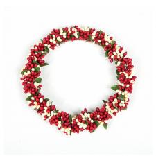 LARGE RICE BERRY CANDLE RING, 5 IN RIM, HW, RED, CREAM