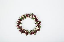 MEDIUM RICE BERRY CANDLE RING, 5 IN RIM, HW, BURGUNDY, CREAM