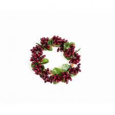 SMALL RICE BERRY CANDLE RING, 5 IN RIM, HW, BURGUNDY