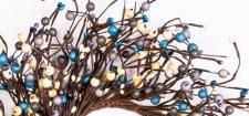 MIXED BERRY GARLAND W/LEAVES, 53IN, HW, BLUE, TEAL, GRAY, MI