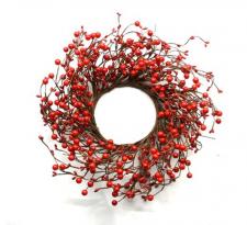 MEDIUM MIXED BERRY WREATH/CANDLE RING, HW, 14IN DIA (5IN DIA