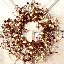 MEDIUM MIXED BERRY WREATH/CANDLE RING, HW, 14IN DIA (5IN DIA