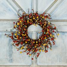 MEDIUM MIXED BERRY WREATH/CANDLE RING, HW, 14
