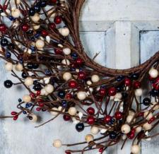 MEDIUM MIXED BERRY WREATH/CANDLE RING, HW, 14IN DIA (5INDIA 
