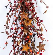 MIXED BERRY GARLAND W/STAR & LEAVES