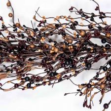 MIXED BERRY GARLAND W/LEAVES, 53IN, HW, BLACK, BURGUNDY, TAN