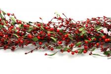 MIXED BERRY GARLAND W/LEAVES, HW, 53IN, BRIGHT RED - SOLDOUT