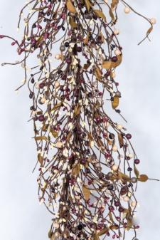 MIXED BERRY GARLAND W/LEAVES, HW, 53IN, BURGUNDY/CHARCOAL/CR