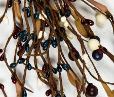 MIXED BERRY GARLAND W/LEAVES, HW, 53IN, BURGUNDY/NAVY BLUE/C