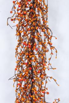 MIXED BERRY GARLAND W/LEAVES, HW, 53IN, ORANGE   - SOLDOUT