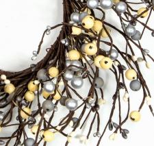 MIXED BERRY GARLAND W/LEAVES, 53IN, HW, SILVER, GRAY, CREAM 