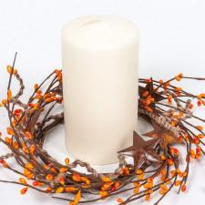 4.5 IN TWINE/RUST STAR/RICE BERRY CANDLE RING, HW, ORANGE