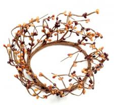 RICE BERRY CANDLE RING; 4.25IN, BURGUNDY/MUSTARD 