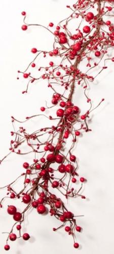 MIXED BERRY GARLAND WITH LARGE BERRIES, 55IN, RED 