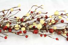 MIXED BERRY GARLAND WITH LARGE BERRIES, 55IN, RED/CREAM