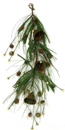 DROP GREENERY WITH PINECONES, RUST BELLS, AND CREAM BERRIES,