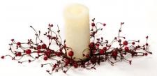 MIXED BERRY CANDLE RING WITH LARGE BERRIES, RED, 3.5IN RIM (