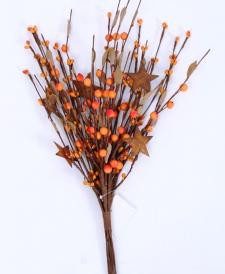 MIXED BERRY PICK W/LEAVES & RUST STARS, HW, 13IN, ORANGE 