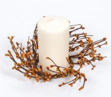 RICE BERRY CANDLE RING 7.5IN DIA (3.4IN RIM), HW, MUSTARD