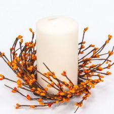 RICE BERRY CANDLE RING 7.5IN DIA (3.4IN RIM), HW, ORANGE