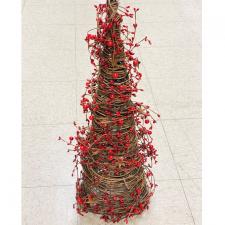 MIXED BERRY CONE TREE WITH RUST STARS, 21 IN H X 6.25IN BASE