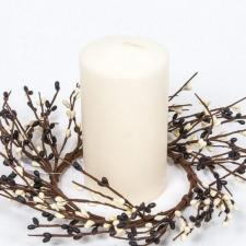 4.5 IN. RICE BERRY CANDLE RING, 4.5 IN. RIM, BLACK, CREAM