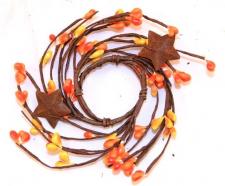 1.5 IN CANDLE RING WITH 2 STARS; 115 BERRIES; ORANGE/YELLOW