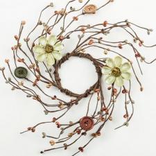 2.5 IN RESIN FLOWER CANDLE RING W/COORDINATING BUTTONS AND  