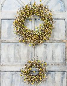 MIXED BERRY WREATH W/PARCHMENT FLOWERS, SET OF 2, 10 IN. RIM