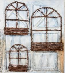 GRAPEVINE WINDOW BASKET, SET OF 3, 10X2.5X14.5, 12.5X3X17.5,