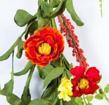 DAHLIA GARLAND, 59 IN., RED, ORANGE, YELLOW