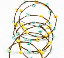 6 FT RICE BERRY STRING, TEAL, YELLOW - SOLDOUT