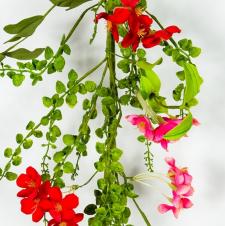 GERANIUM GARLAND, HW, 58 IN, RED, PINK