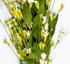CREAM WILD FLOWER SPRAY WITH TEAL BERRIES, HW, 23 IN - SOLDO