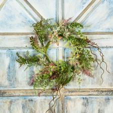 ASSORTED FROST SUCCULENT/GREENERY CANDLE RING, 6.5 IN RIM, G