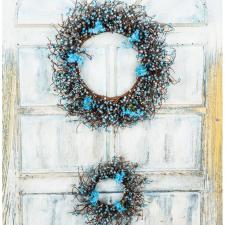 MIXED BERRY WREATH SET WITH WILD FLOWERS, SET OF 2, 19 IN DI