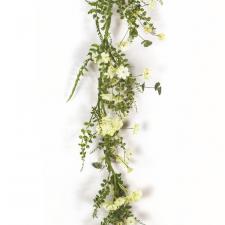 LIGHT YELLOW FLOWER GARLAND WITH GREENERY, 5 FEET